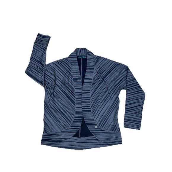 Prana Gray/Blue Stripe Paradiso Open Wrap Cardigan Cocoon Women's Size X-Large - Picture 3 of 10